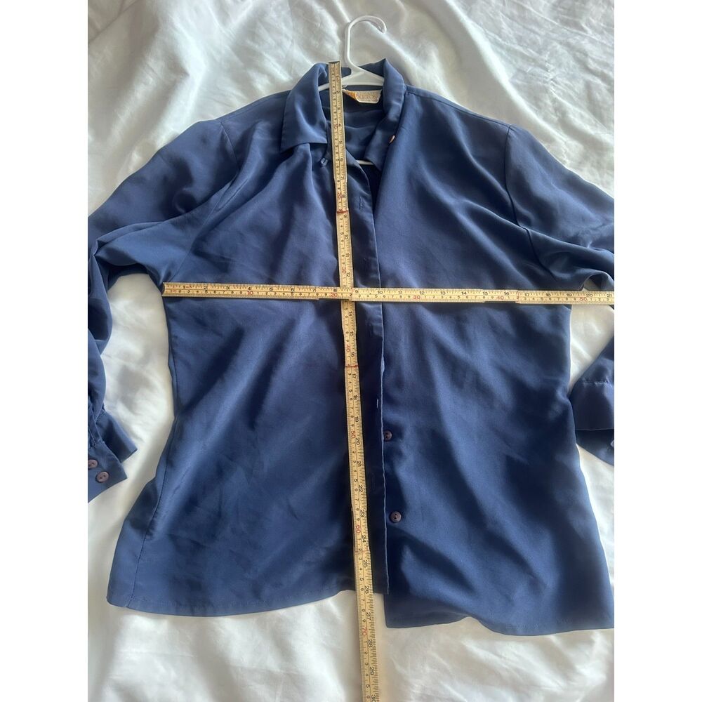 Vintage Pendleton Sophisticates Blue Button Front Blouse Size M Made in USA - Picture 5 of 6